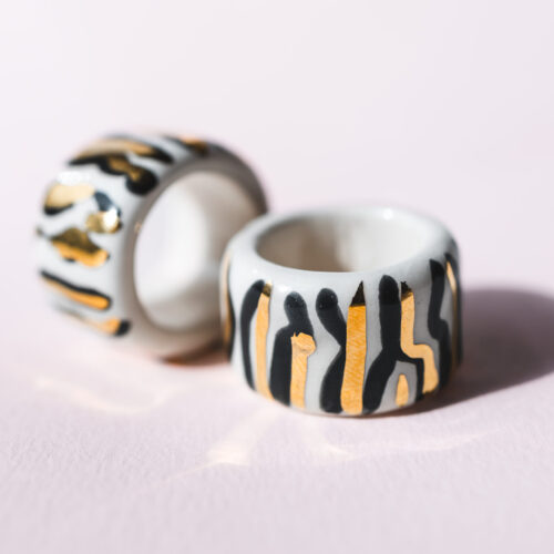 Anillo cerámica Zebra